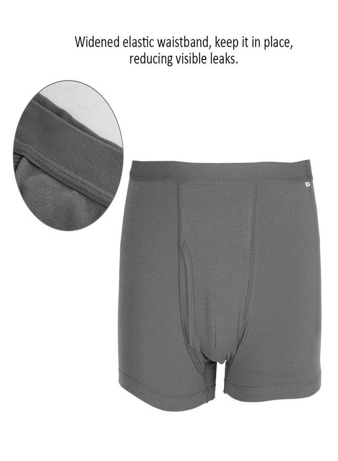 Brrnoo Incontinence Underwear for Men, Reusable Washable Urinary Incontinence Briefs for Prostate Surgical, Cotton Breathable Maximum Absorbency Incontinence Underwear (Gray)(L) - Image 2